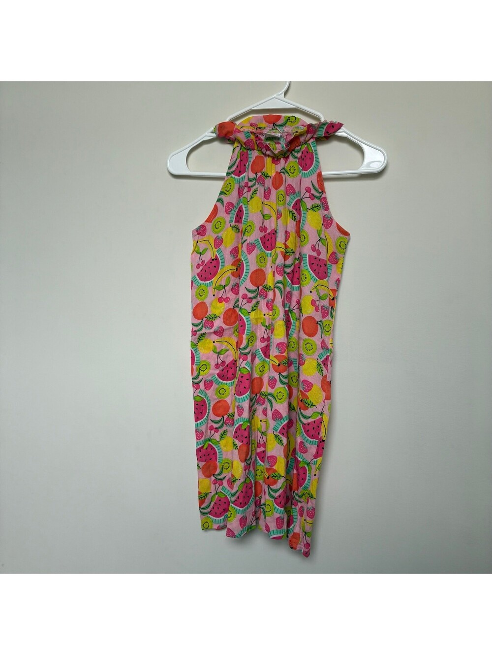 Gymboree Fruit Print Halter Dress Girls Size 12 Summer Bright